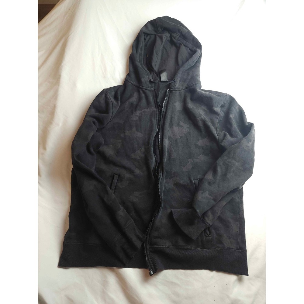 7 Diamonds Black Camo Full Zip Hoodie Sweatshirt XXL Tonal Camouflage Jacket